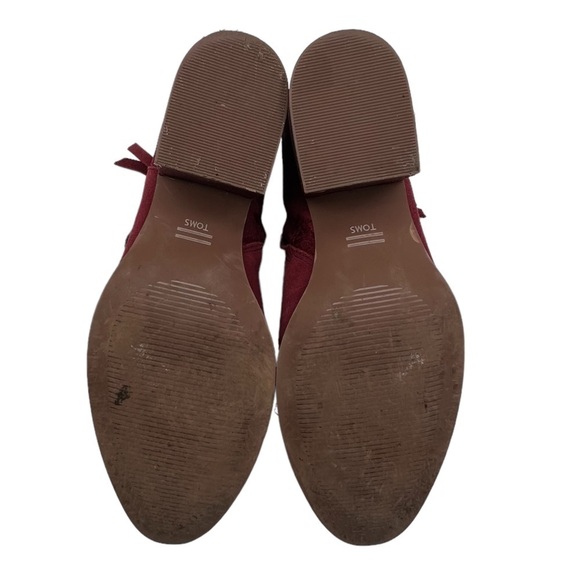 TOMS Red Suede Loren Block Heel Ankle Boots Size 7 Women's - Picture 9 of 9